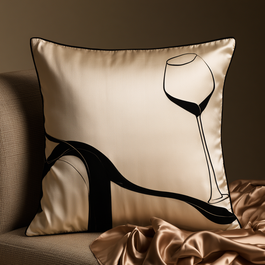 Midnight Monogram Silk Cushion Cover | Luxury Home Decor